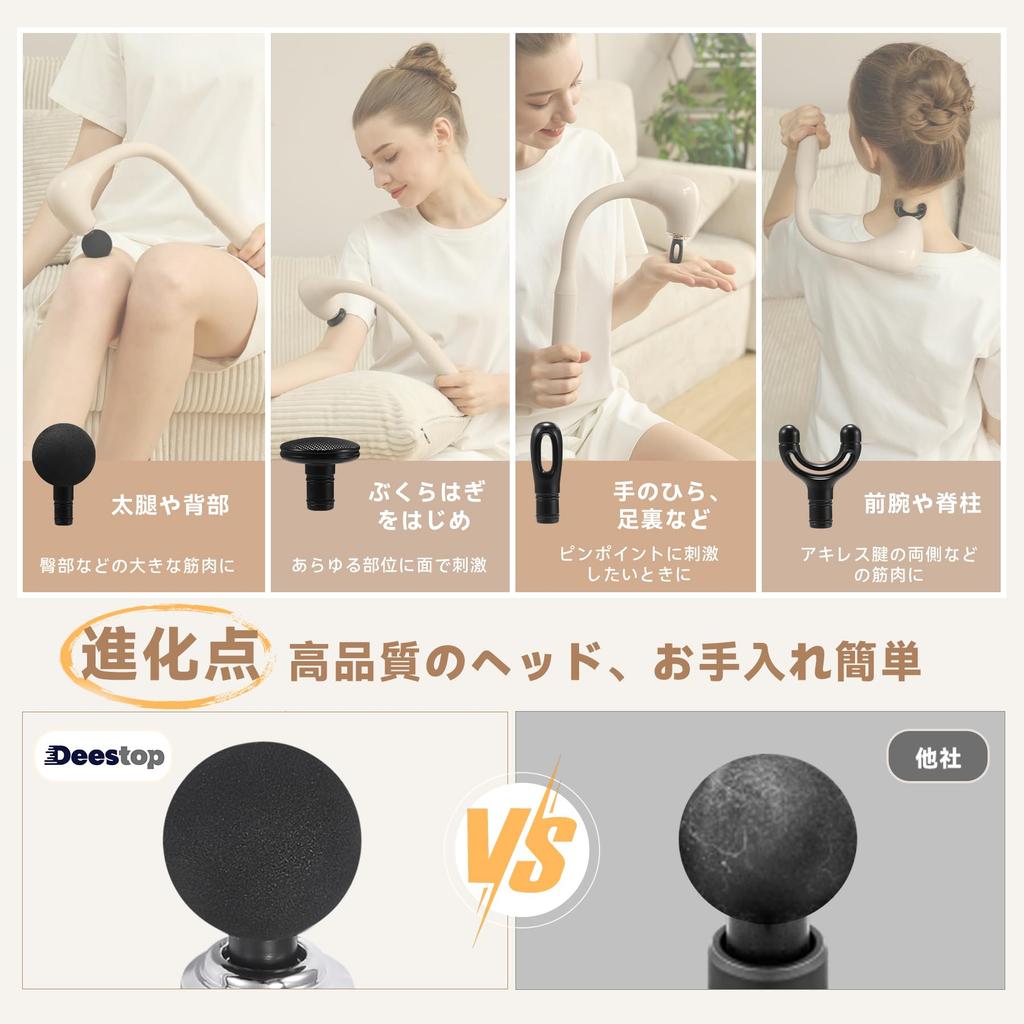 Deestop Back Release Myofascial Release Gun with Patented Elastic 5 Powerful Vibration Fast Includes 4 Christmas Japanese Instruction Manual Included