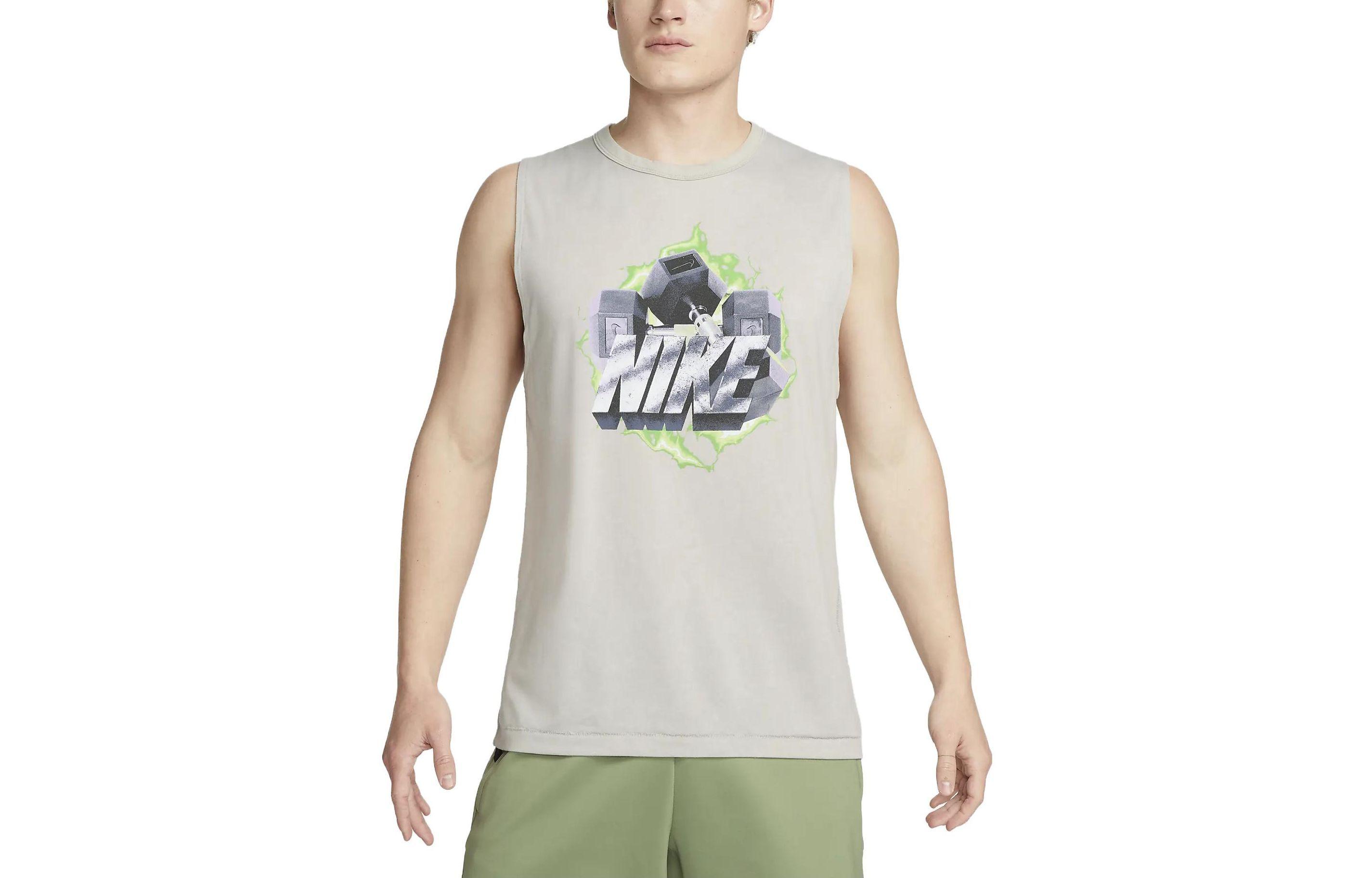 Nike Tank Tops Men s Gray Crew Neck Moderate Straight Fit DX0908-012 L