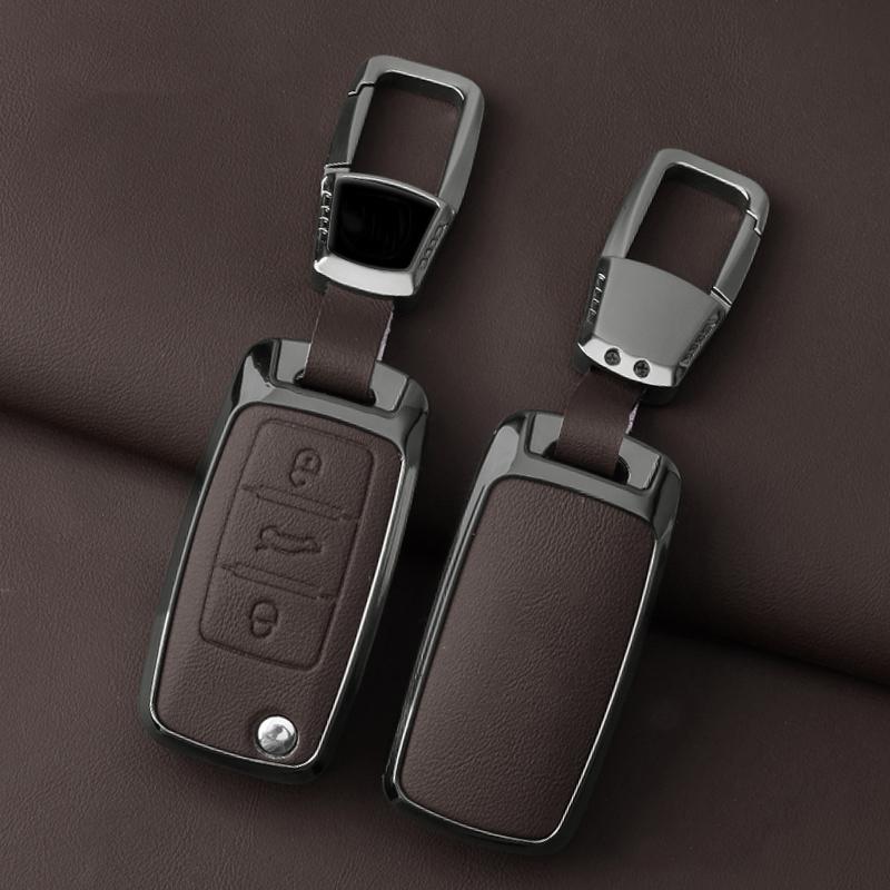Zinc Alloy Leather Car Key Case For Volkswagen Polo Passat Tiguan B5 B6 B7 Lavida Beetle Scirocco Golf 4 5 6 Mk6 Jetta Key Fob