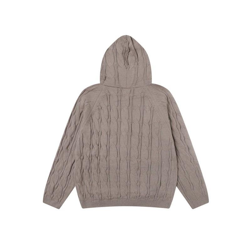 Unisex Oversized Chunky Cable Knit Hooded Sweater Winter Casual Streetwear Pullover