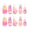 Sweet Pink 3D Bow and Rhinestone Bear Ice Cream Cone Fake Nails
