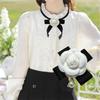 1Pcs Handmade Bow Black White Cloth Brooches For Women Costume Jewelry Fashion Female Fabric Camellia Flower Brooch For Wedding
