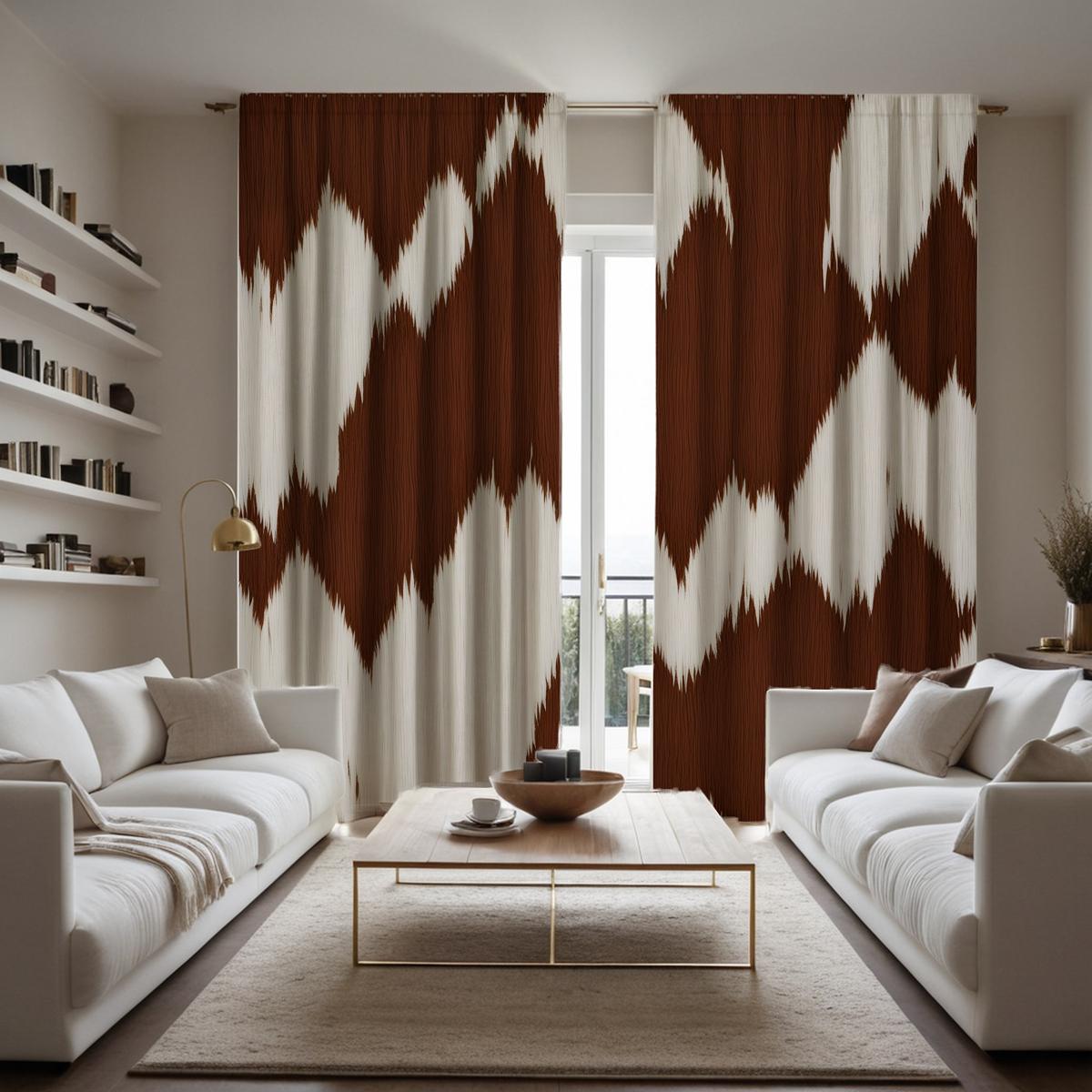 

2 шт. HD абстрактные геометрические декоративные шторы коричневой серии цифровые печатные шторы для украшения дома в стиле декорированной гостиной r W52H63inchW132H160cm