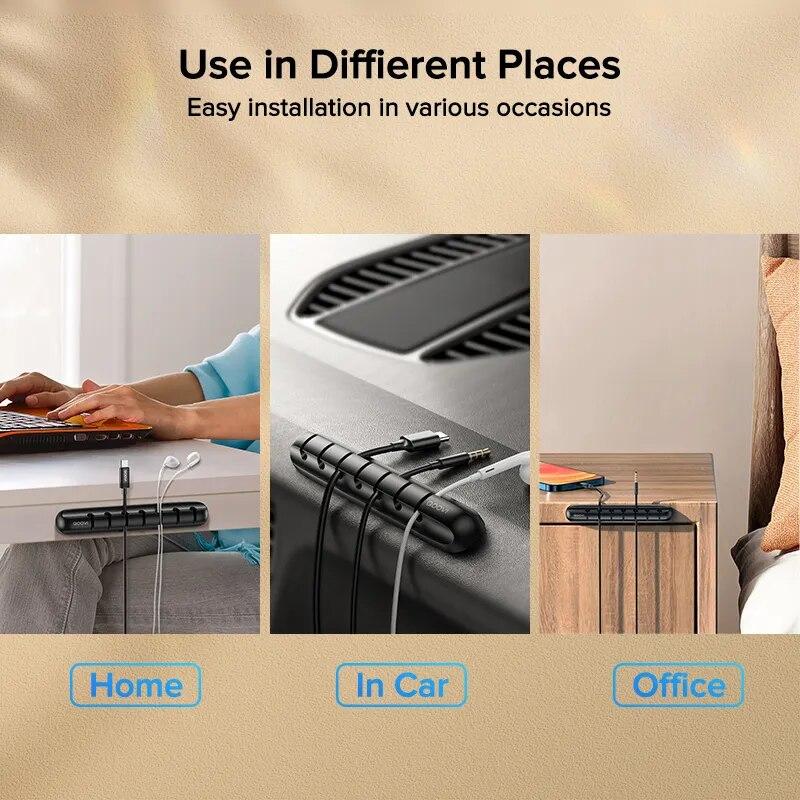 7-Slot kablo düzenleyici yönetim tel tutucu esnek USB kablosu sarıcı düzenli silikon klipler fare klavye kulaklık koruyucu sabitleme aracı