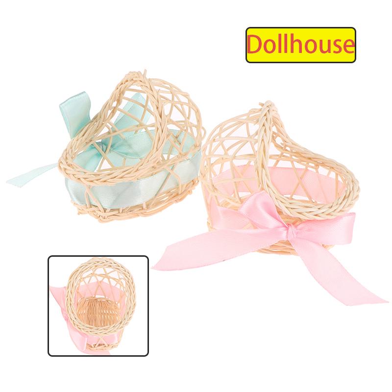 Dollhouse Miniature Wooden Hand Woven Nursery Cradle Baby Crib Baby Cot 1:12 Dollhouse Furniture Decorate Accessory Kids Toy