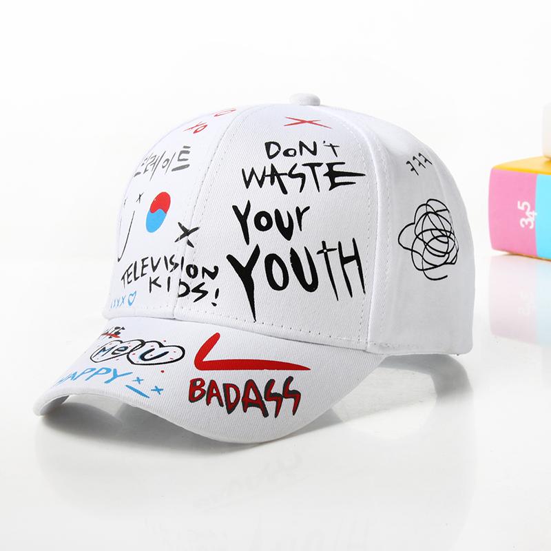 Fashion cotton Graffiti boy girl Baseball caps Children Printed snapback hat Kids Popular hip hop hat Cap hot sell