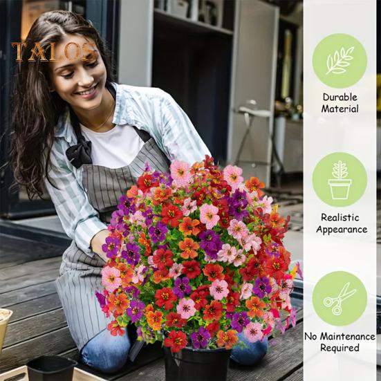 Künstlicher violetter Buchsbaumkugel UV-beständig Violette Blüten Gefälschte immergrüne Pflanzen Blumen Bürste mit Erdspieß für Außen- und Innengartendekoration