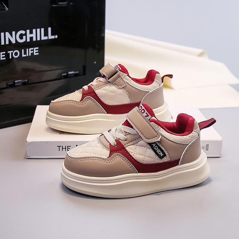 Children's two-tone sports shoes2026New autumn leather casual shoes for boys and girls, trendy running shoes for older children