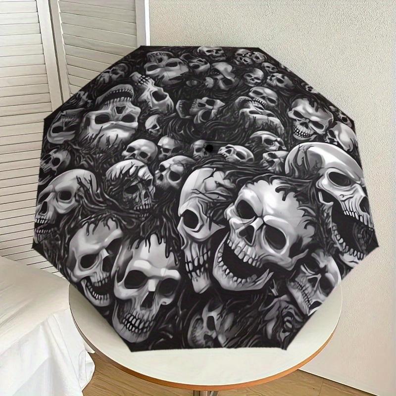 1pc Skulls Circle Print Umbrella , Multi-functional Umbrellafor Men & Women, Valentine s Day Gift0817138