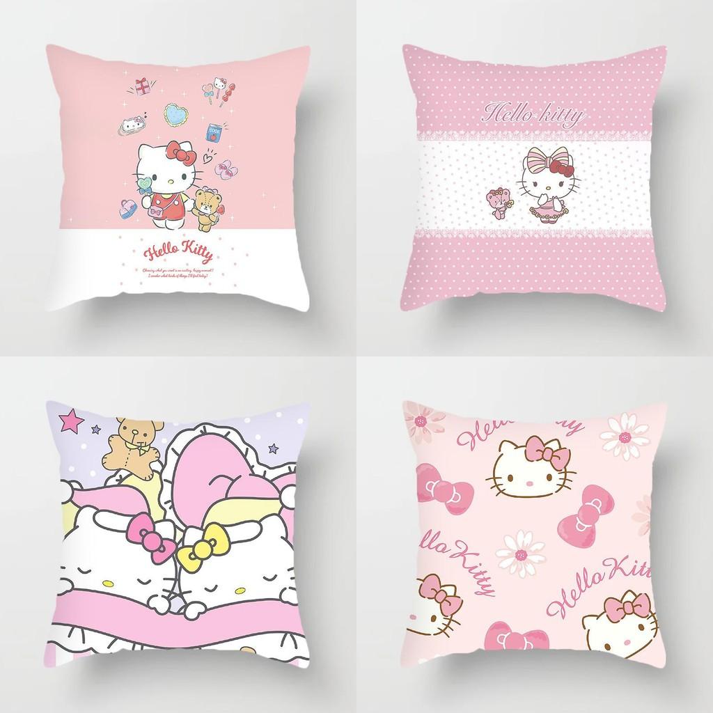 Hello Kitty Plush Pillow Cover With Soft Peach Skin Fabric For Bedroom And Couch Decor