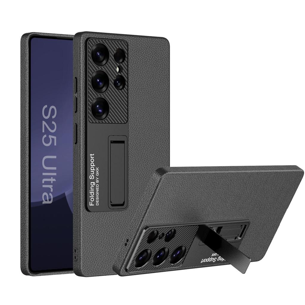 Samsung S25+ Ultra-thin Plain Leather Phone Case: Creative Hard Shell, Stand Function, Protective Cover for S25 Ultra