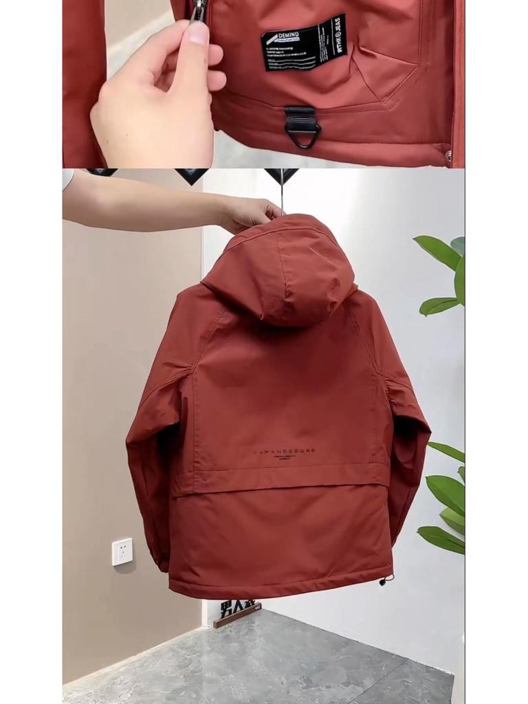 Men's 2025 Winter Hooded Jacket: Spring/Autumn Workwear, Padded, Thickened, Windproof Cotton Coat, Trendy Style.
