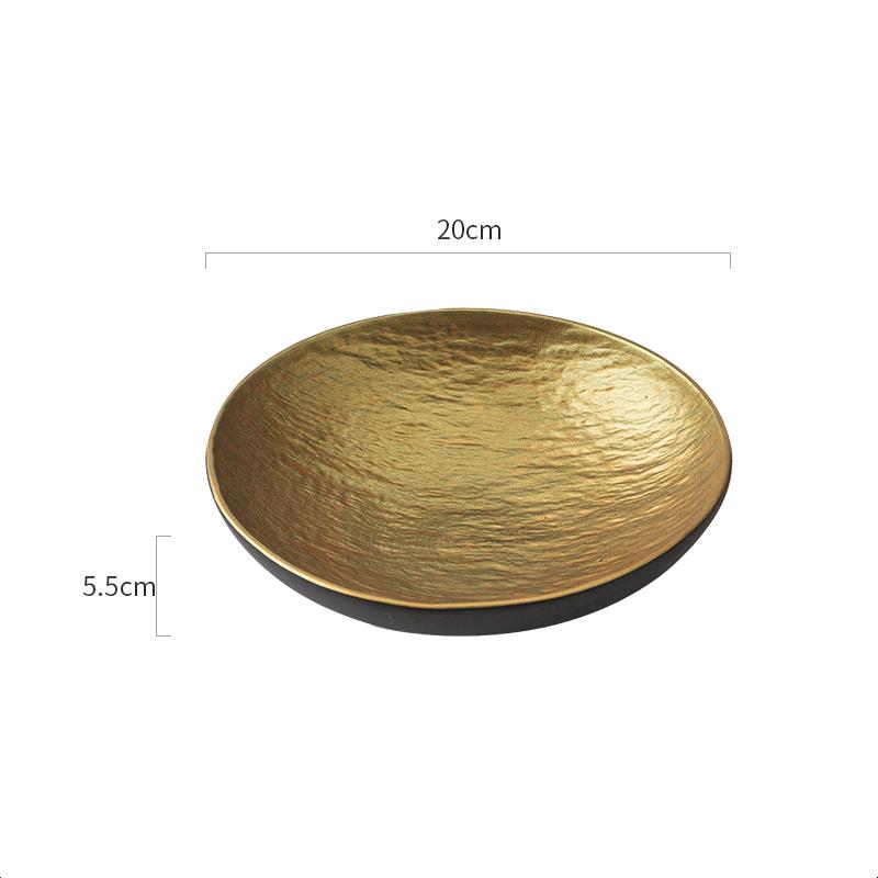 Black Gold Stone Patterned Salad Bowl Restaurant Ceramic Deep Bowl Soup Bowl Sashimi Bowls Dessert Bowls Creative Tableware