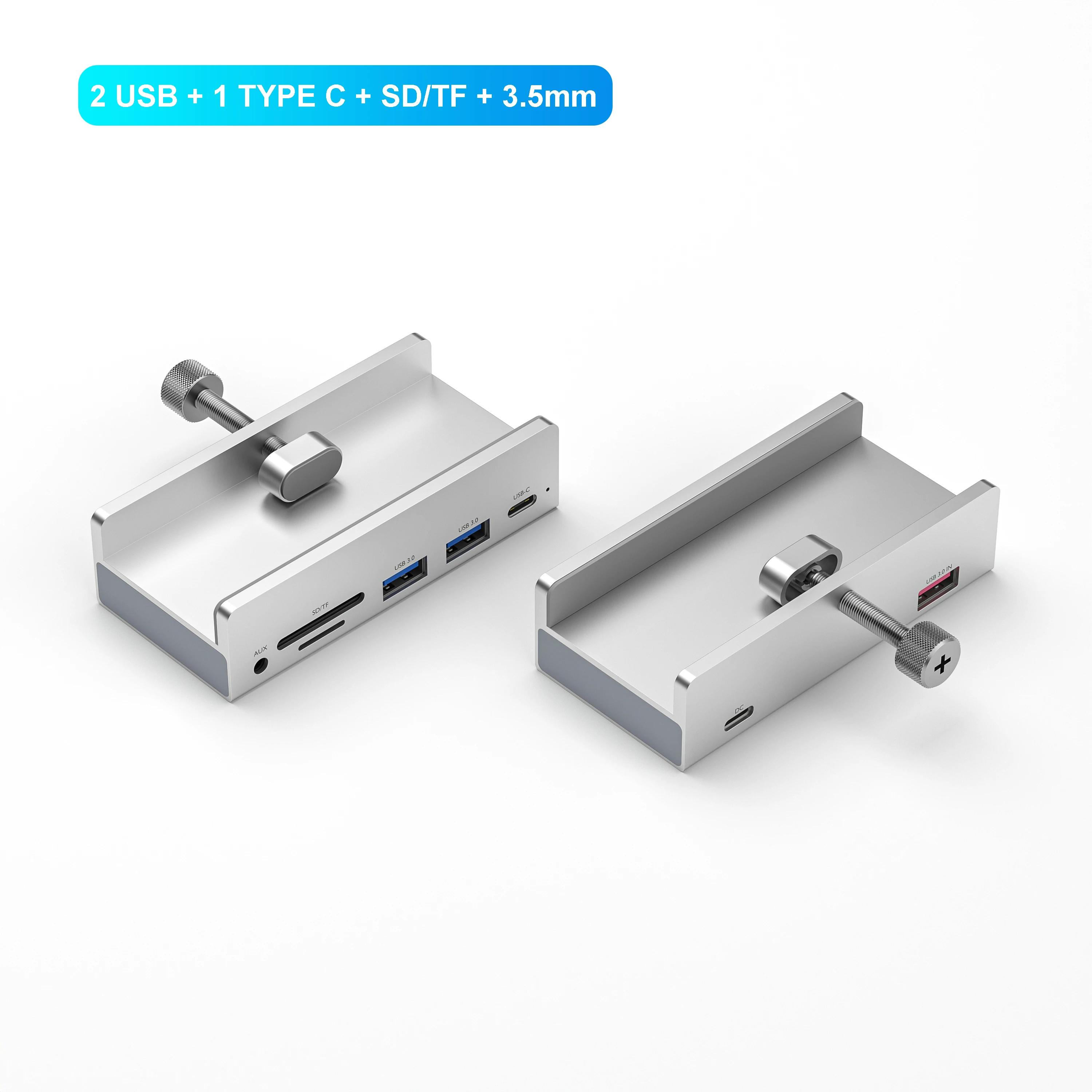 6 Poorten Clip-stijl Docking Station USB 3.0 Hubs 5 Gbps Transmissie USB C Docking Station USB Splitter voor PC Laptop Macbook stofstorm kleur