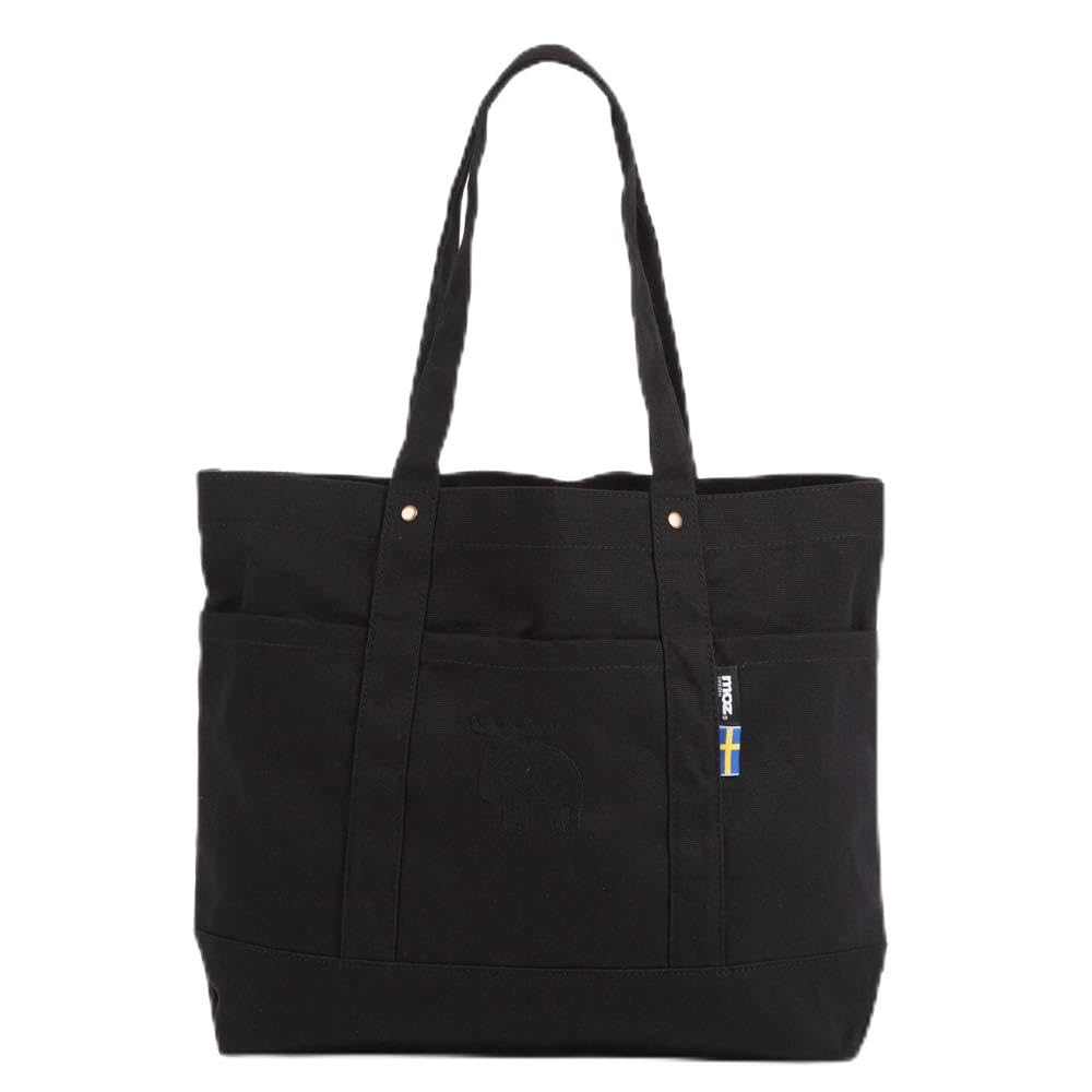 

moz Tote Bag L Size 45x31cm Black Canvas/With Pocket Approx. PL-BG06 чорний