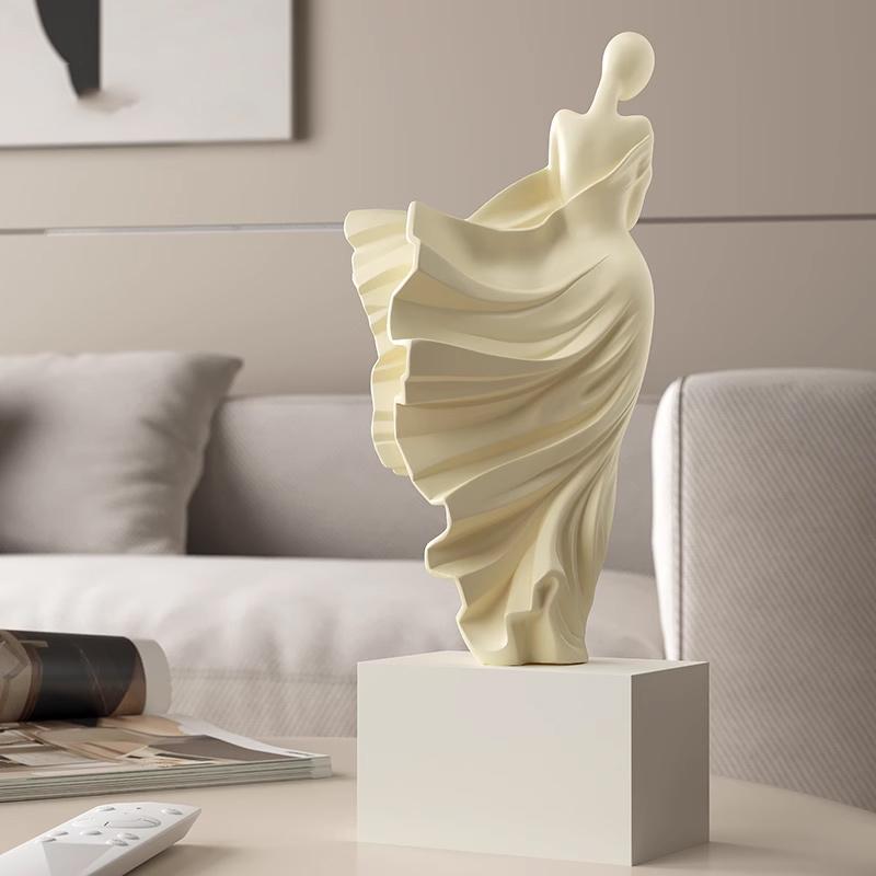 Cream White Figure Art Figurine Sculpture Advanced Sculpture Living Room Wine Cabinet Home Decor Resin Crafts Decor Crafts