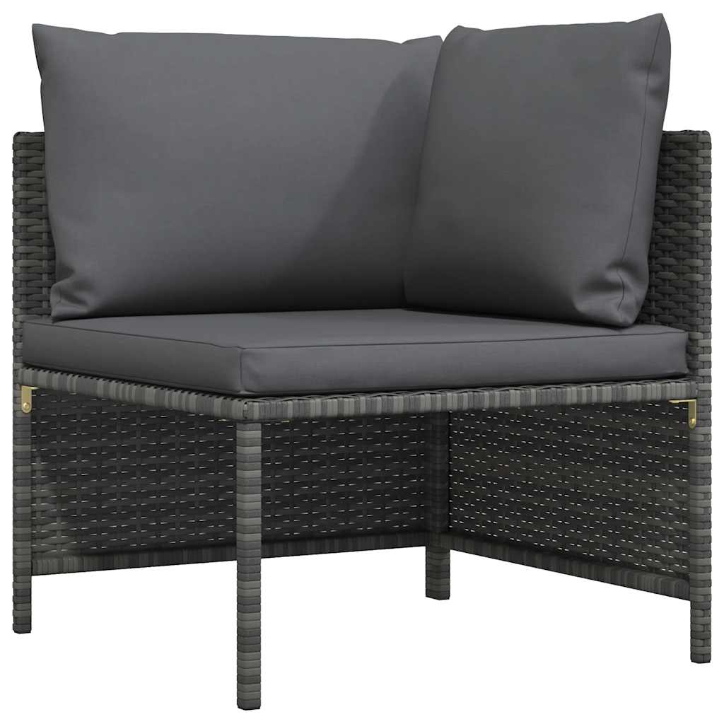 vidaXL Modulares Ecksofa mit Kissen Grau Poly Rattan graue