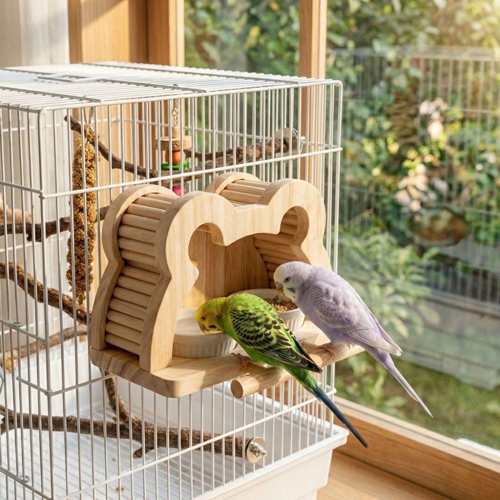 Large Capacity Wooden Bird Nest House Bite Resistant Bird Perch Bird Feeding Station  Aviary Use