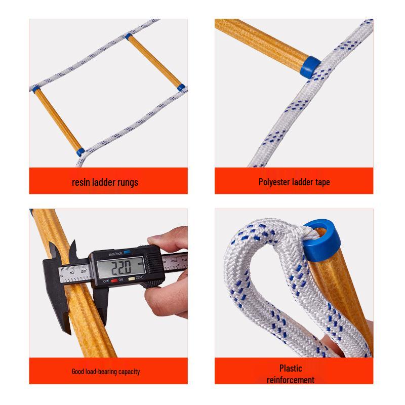 Non-Slip Soft Resin Outdoor Climbing & Rescue Ladder - Insulated Life-Saving Escape Rope Ladder