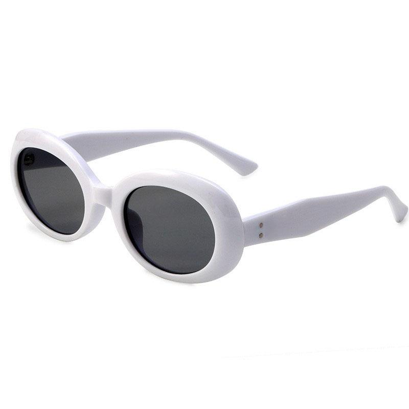 Retro White Oval Frame Sunglasses Women'S Premium Wind Sunglasses