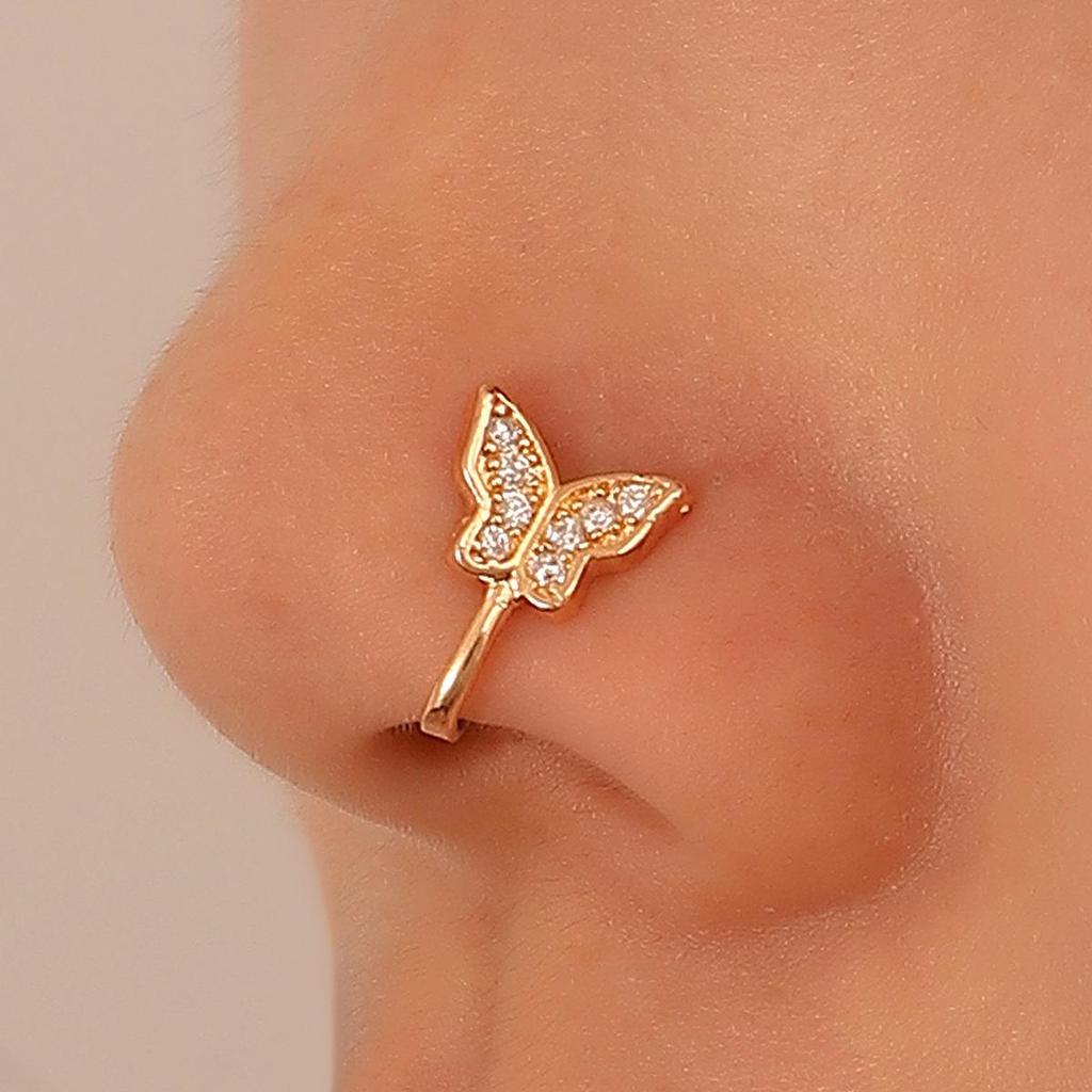Creative U-Shaped Non-Piercing Nose Clip: Butterfly & Snake Design