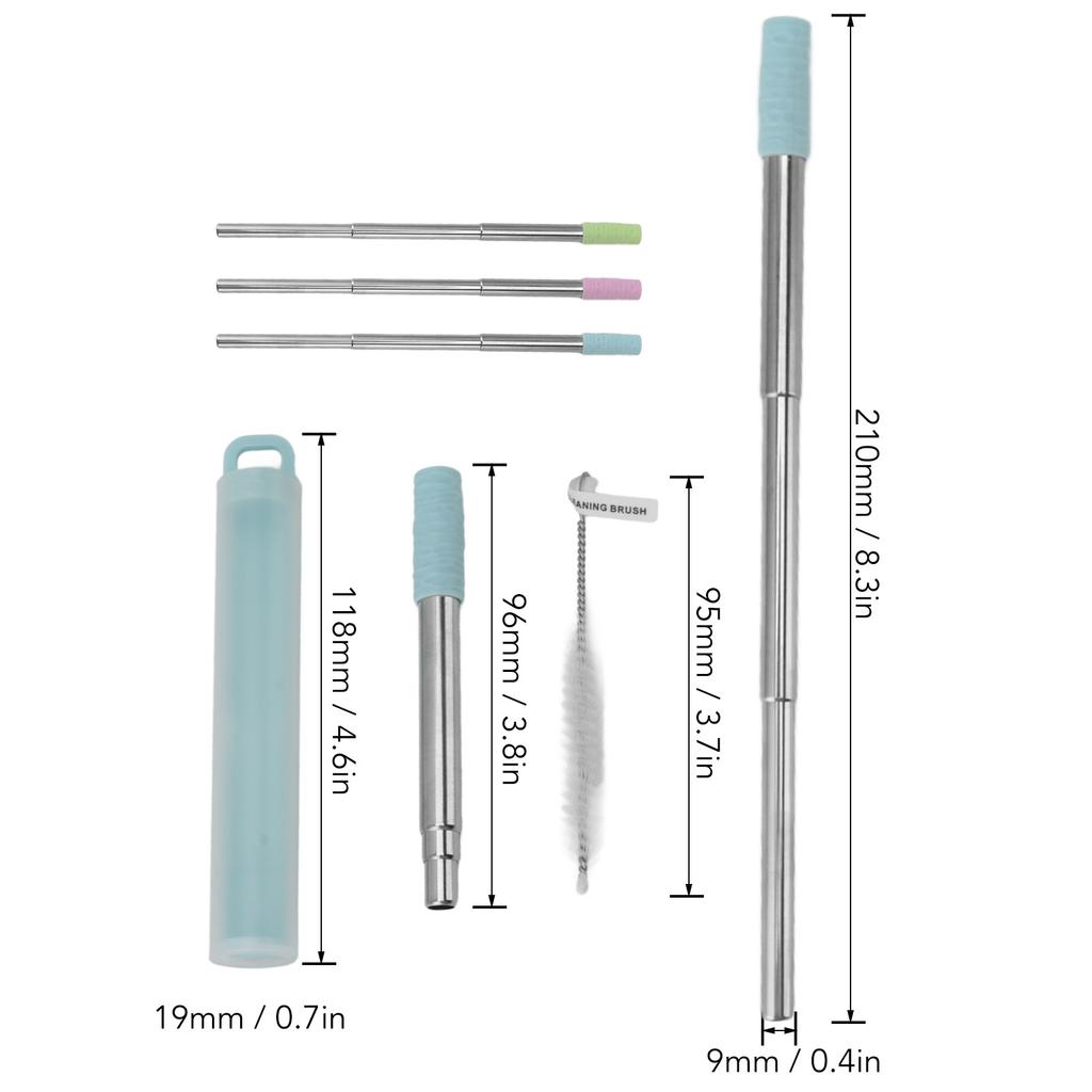 Collapsible Drinking Straw Reusable Eco Friendly Compact Foldable Straw Stainless Steel Convenient for Travel Work Kitchen Car