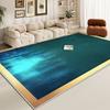 Luxury Green Large Living Room Rug Golden Border Antiskid Room Decoration Home Mats Soft Fluffy Lounge Carpet Machine Washable