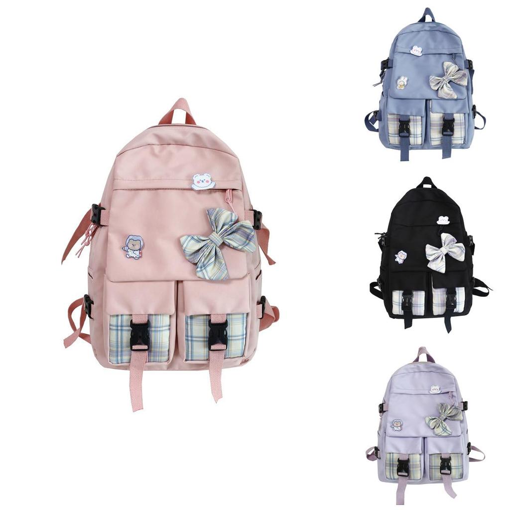 Bow Girls School Backpack With Nylon Material And Laptop Pocket For Elementary And Middle School Students