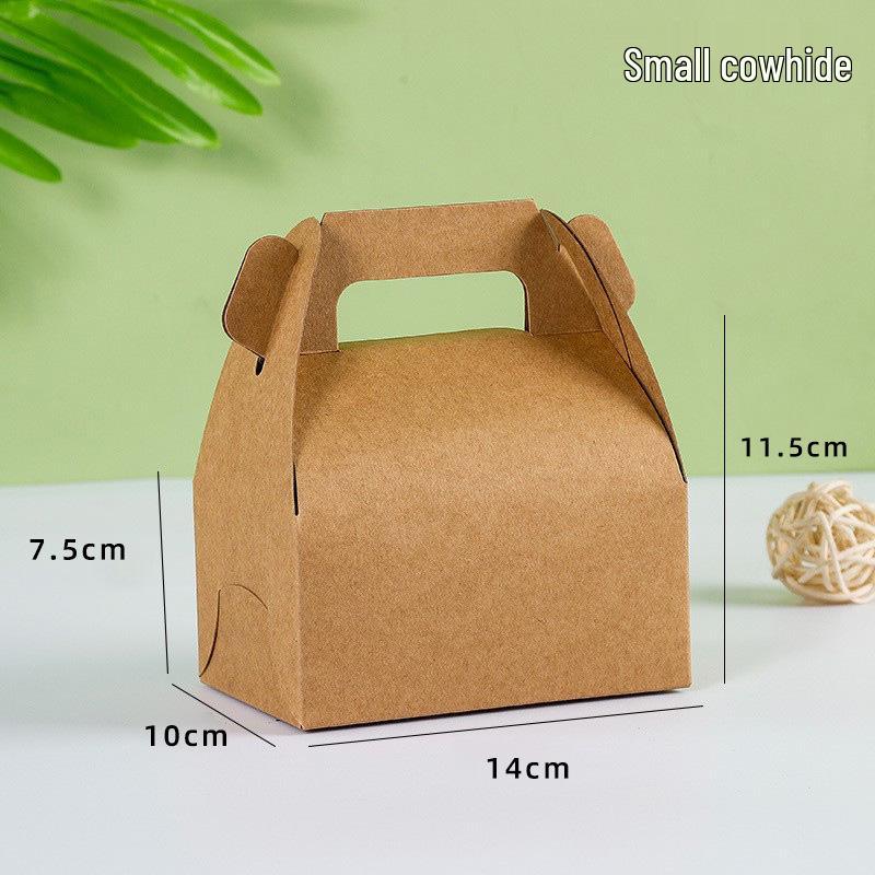 Kraft Paper Pastry Gift Box: Handheld Takeout Container for Cookies & Desserts