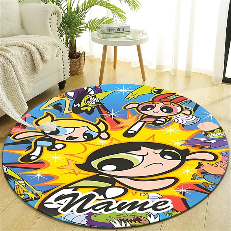 Personalized The Powerpuff Girls Round Chair Office Rug - Perfect for Mat, Office Chair & More - Ideal Gift for Birthdays and Holidays