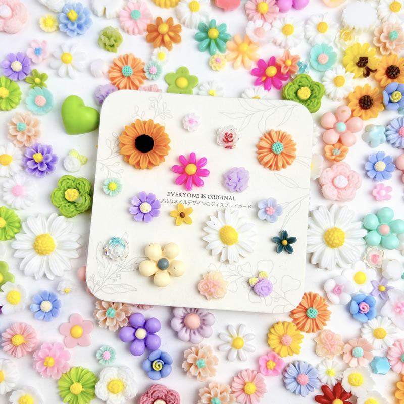 Spring Style Small Flower Nail Art Decorations Japanese Style Fresh Flowers Mixed Daisy Succulent Resin DIY Nail Accessories