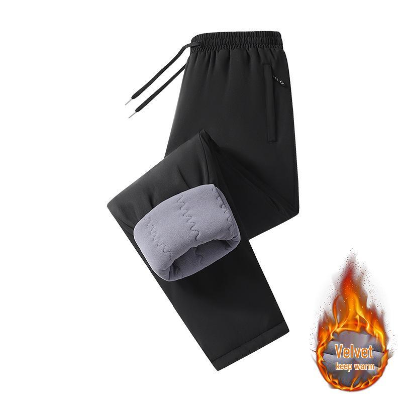 Herren Baumwoll-Sweathose mit Fleecefutter - Warme, verdickte, gerippte Freizeithose für Herbst und Winter.