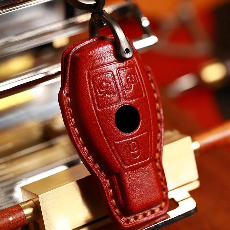 Funda de cuero para llave, accesorios para coche, Protector Fob para Mercedes Benz E300L GLC300 c260l A200L, llavero