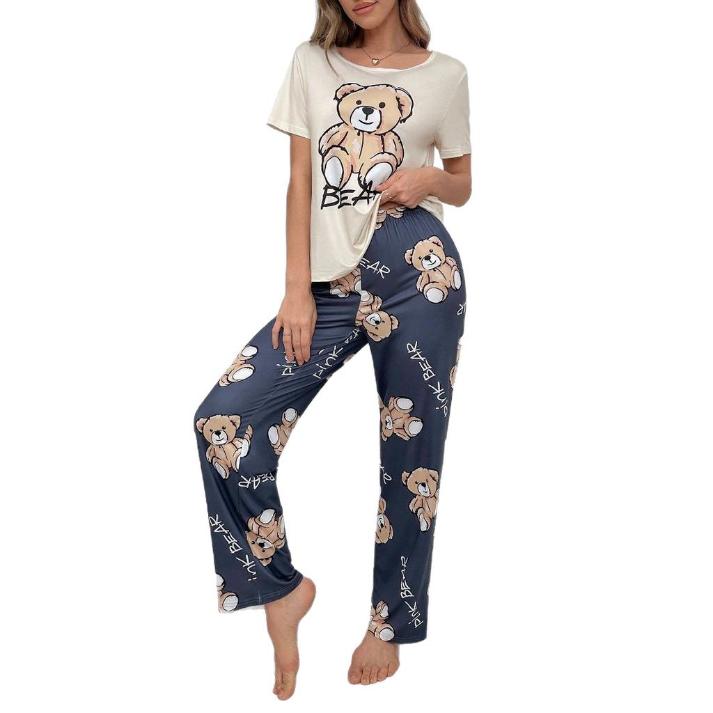 Cartoon Bear Print Loungewear Set Four Seasons Comfortable Pajamas