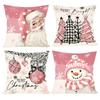 4pcs Pink Christmas Snowman Pillowcase Navidad Natal Noel Tree Cushion Cover Christmas Decorations For Home 2026 New Year 2026