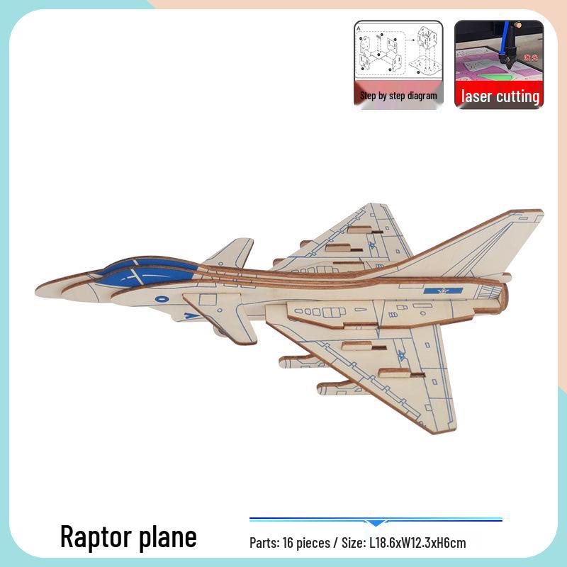 Children's Handmade Wooden Airliner Model 3D Puzzle Educational Toy