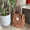 Fashionable Corduroy Smiley Face Tote Bag For Students And Daily Use