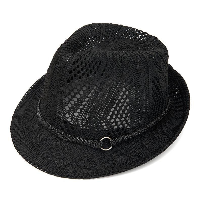 Summer Men Women Hollow Mesh Panama Hat British Retro Jazz Hat Vacation Breathable Sun Protection Sunshade Hat