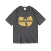 Camiseta Oversized Manga Curta Hip-Hop Wu-Tang Clan "Logo W Clássico" Carvão Lavagem Vintage