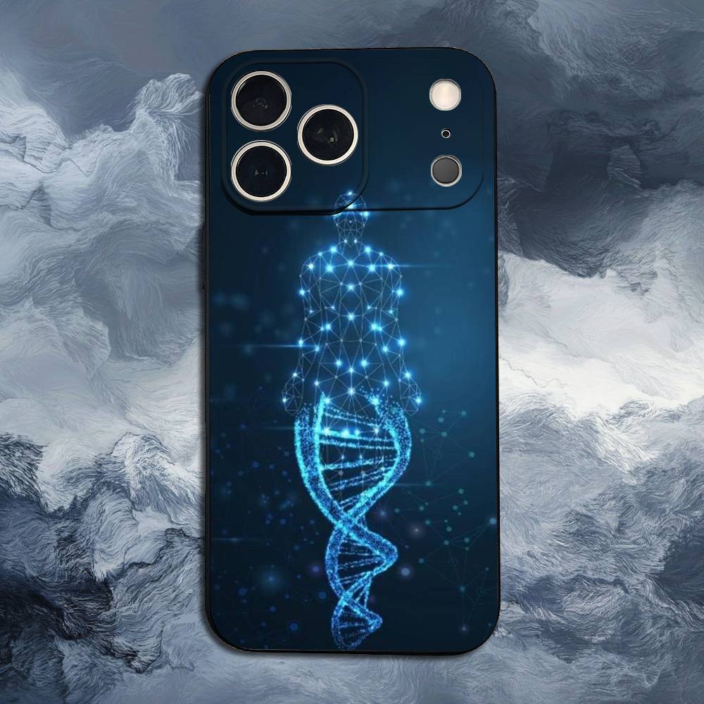Science Biology DNA For iPhone 12,14,13,15,16,11,17,X,Mini,XR,SE,XS,Plus,Pro,Max,8,7,Soft Silicone Black Case