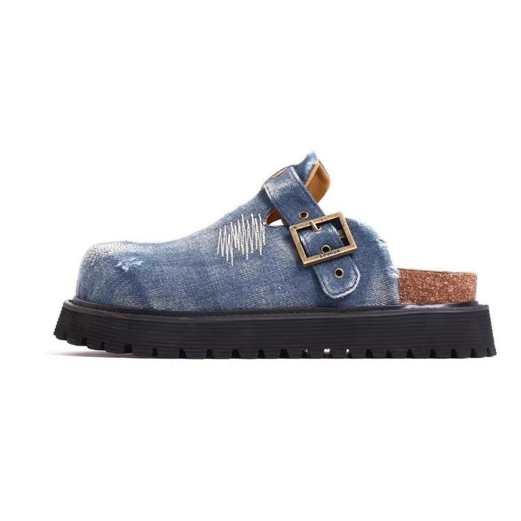 Retro and old baotou one-pedal slippers women's 2024 summer new denim upper soft sole fashion slippers