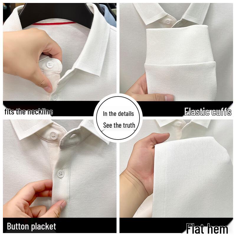 Men's 100% Cotton Long Sleeve Polo Shirt