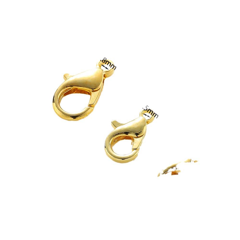 14k/18k Gold-Plated Copper Color-Preserving Lobster Clasp Teardrop Spring Clasp Bracelet & Necklace Extension Chain