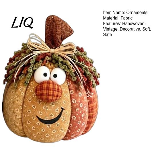 Unique Handmade Gifts for Autumn Harvest Whimsical Patchwork Pumpkin, Pumpkin Table Decor, Cute Smiling Face Fabric Decor Cloth Tabletop Mantel Shelf