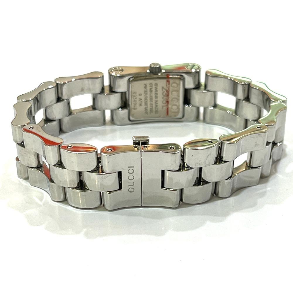 GUCCI 2305L Bangle watch Quartz Analog Square Watch Wristwatch SS