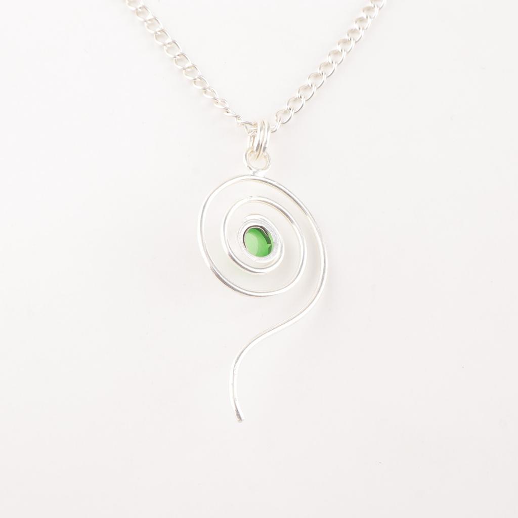 Green Cat's Eye Gemstone 925 Sterling Silver Jewelry Handmade Necklace Pendant PP-42-44