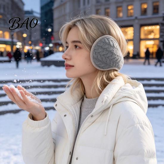 Cold Weather Winter Earmuffs Ear Muffs for Women Men, Foldable with Thickened Warmers Plush Lining, Soft Knit Thermal Outdoor Sports