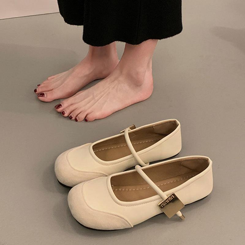 French Mary Jane shoes women's shoes spring and autumn new soft sole soft surface word with shallow mouth single shoes women's skirt