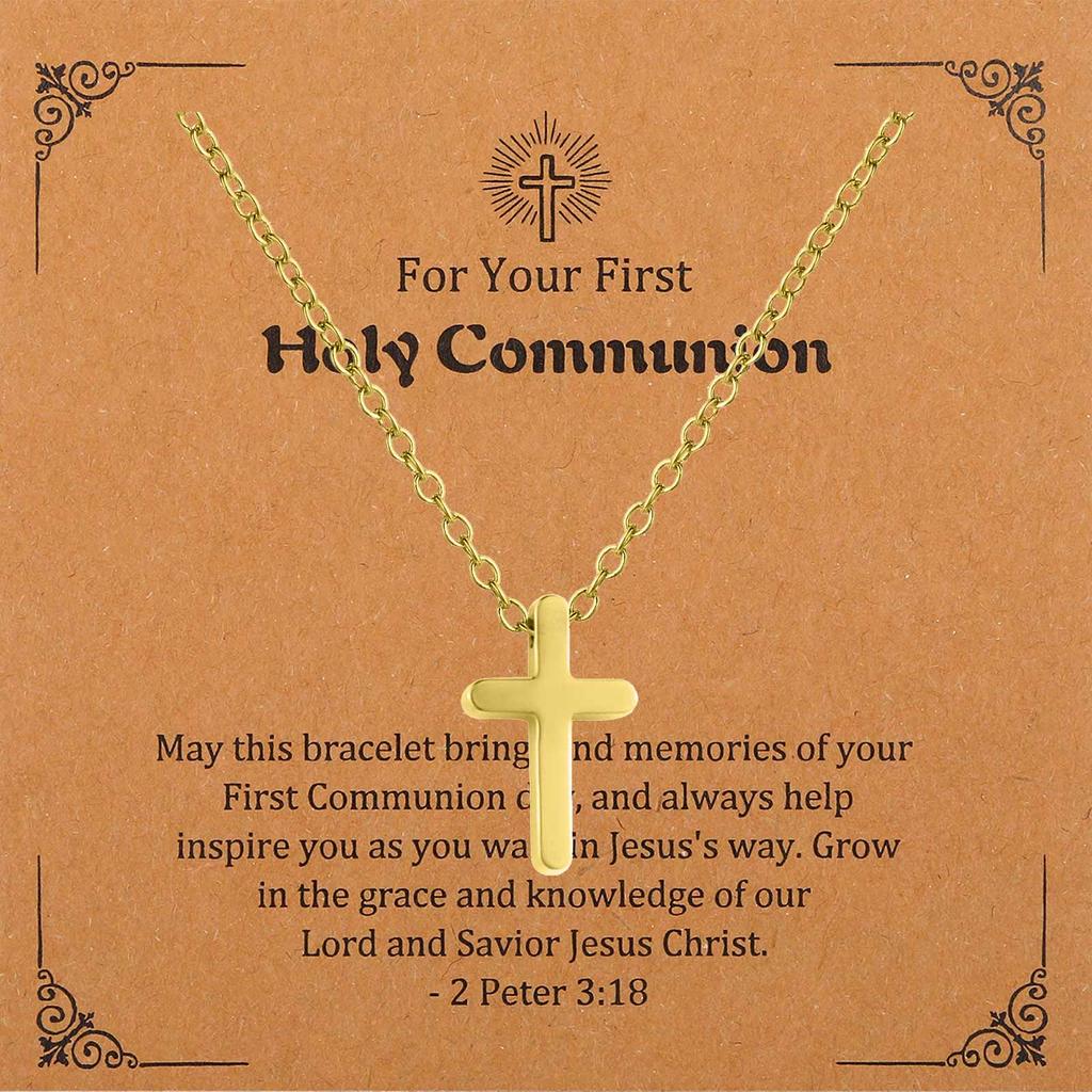 Cross Necklace for Women, Baptism First Holy Communion Confirmation Easter Gifts Teenage Christmas Gift for Mom Nephew