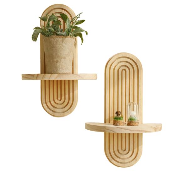 Oval Spiral Wall Floating Shelf Bohemia Farmhouse Rustic Wooden Wall Mount Display Shelf Decoration Living Room Bedroom Bathroom Storage Rack